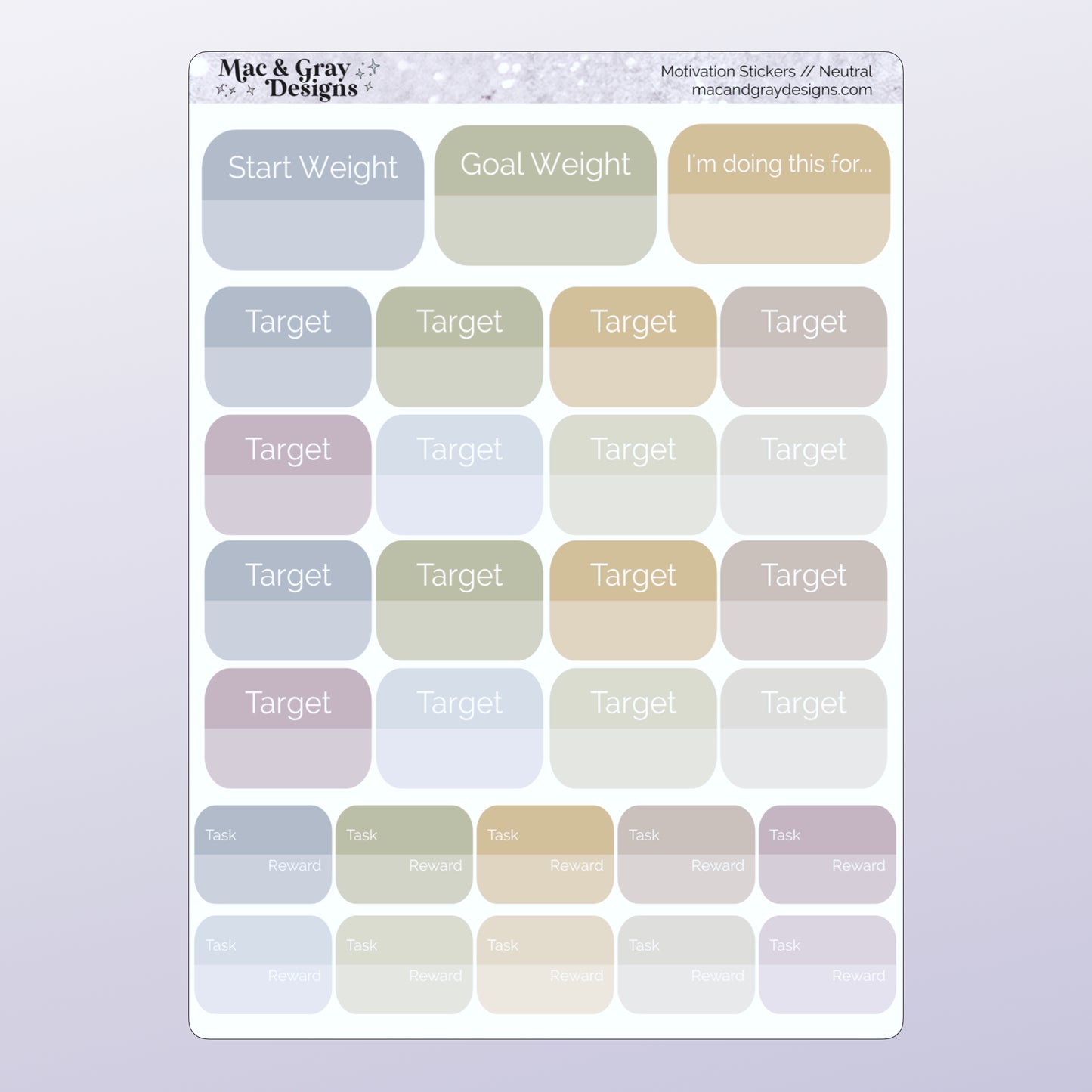 Neutral Weight Loss Stickers // Weight Scale & Diet Tracker Planner Stickers