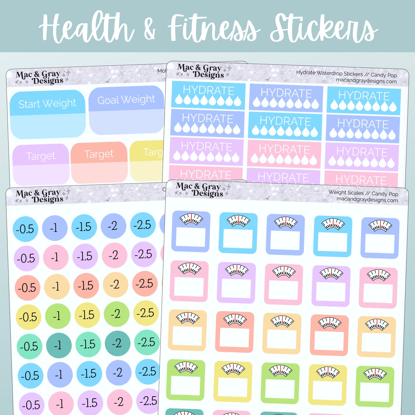 Candy Pop Weight Loss Stickers // Health & Fitness Stickers