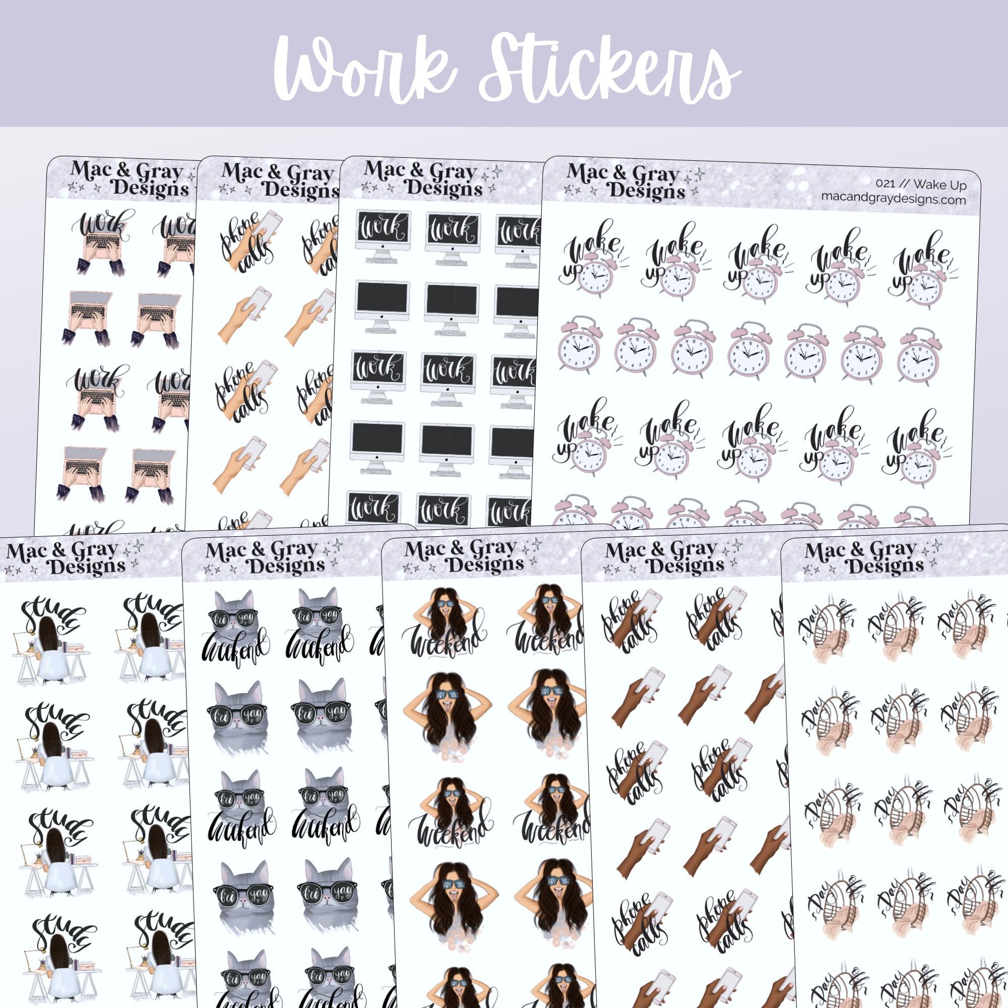 Work Planner Stickers // Functional Planner Stickers & Job Reminders ...