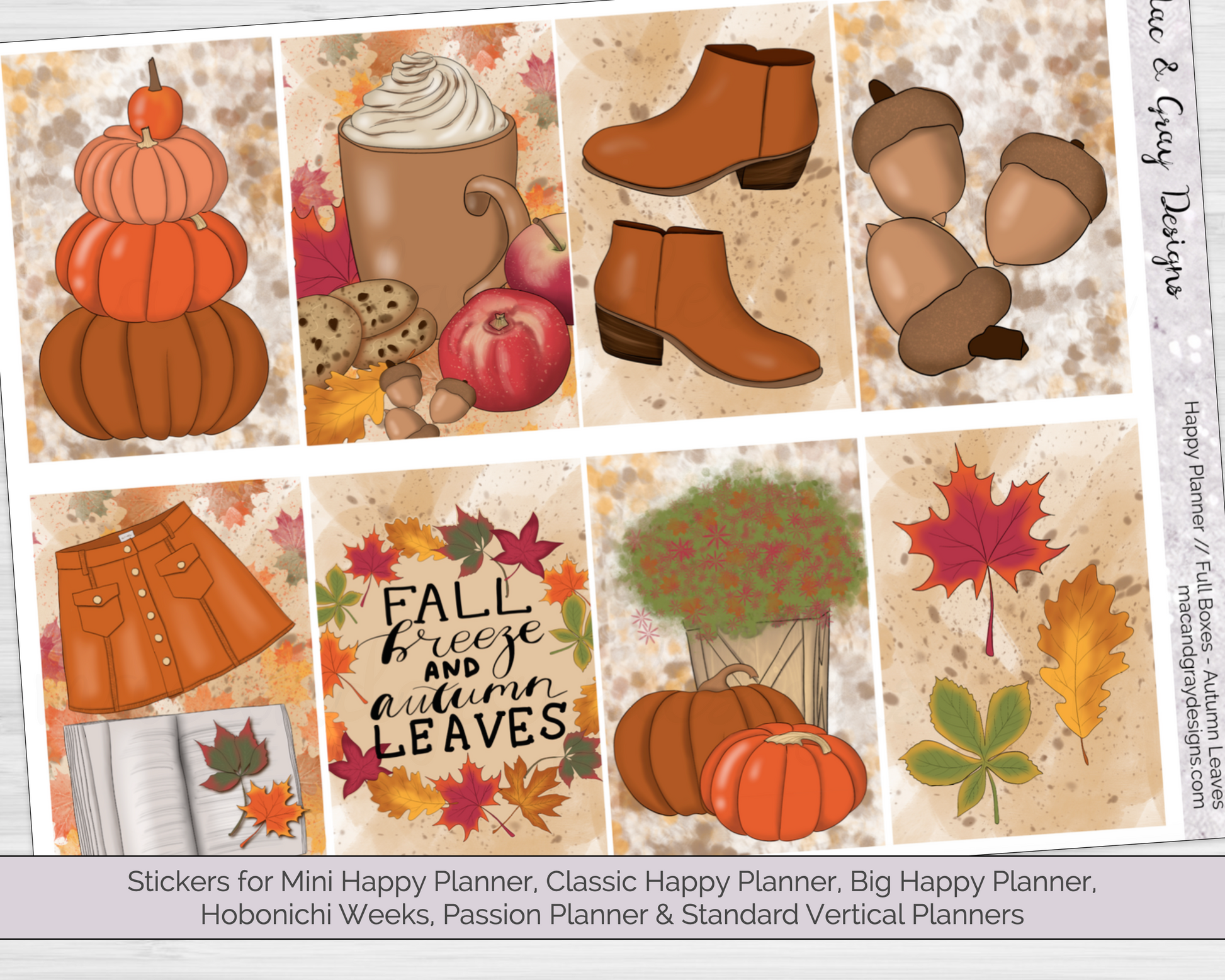 Full Page Sticker Sheet- Hobonichi Weeks- Falling Leaves