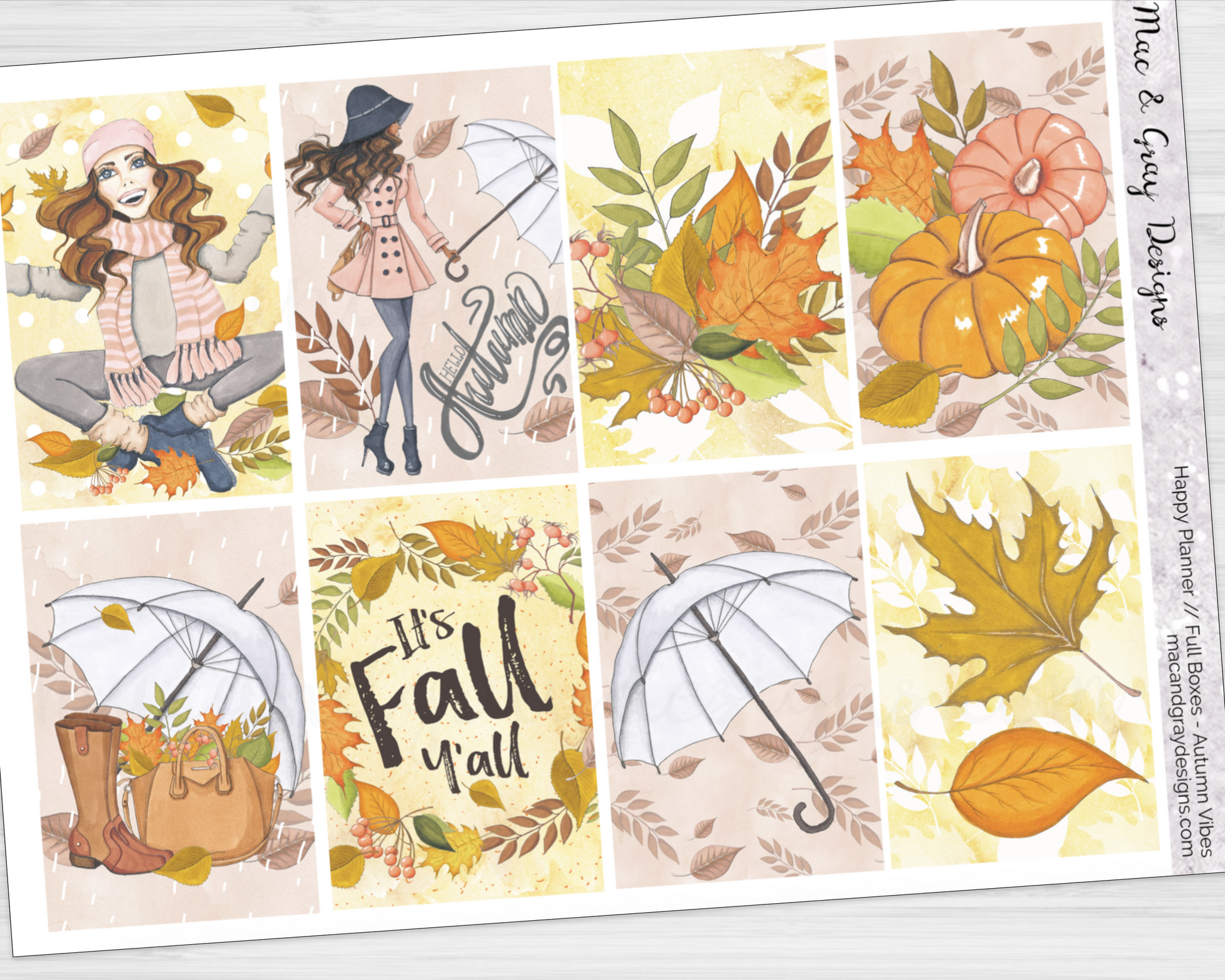 Full Page Sticker Sheet- Hobonichi Weeks- Falling Leaves