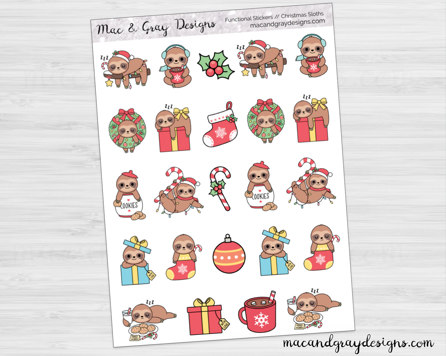 Christmas Sloths | Character Stickers