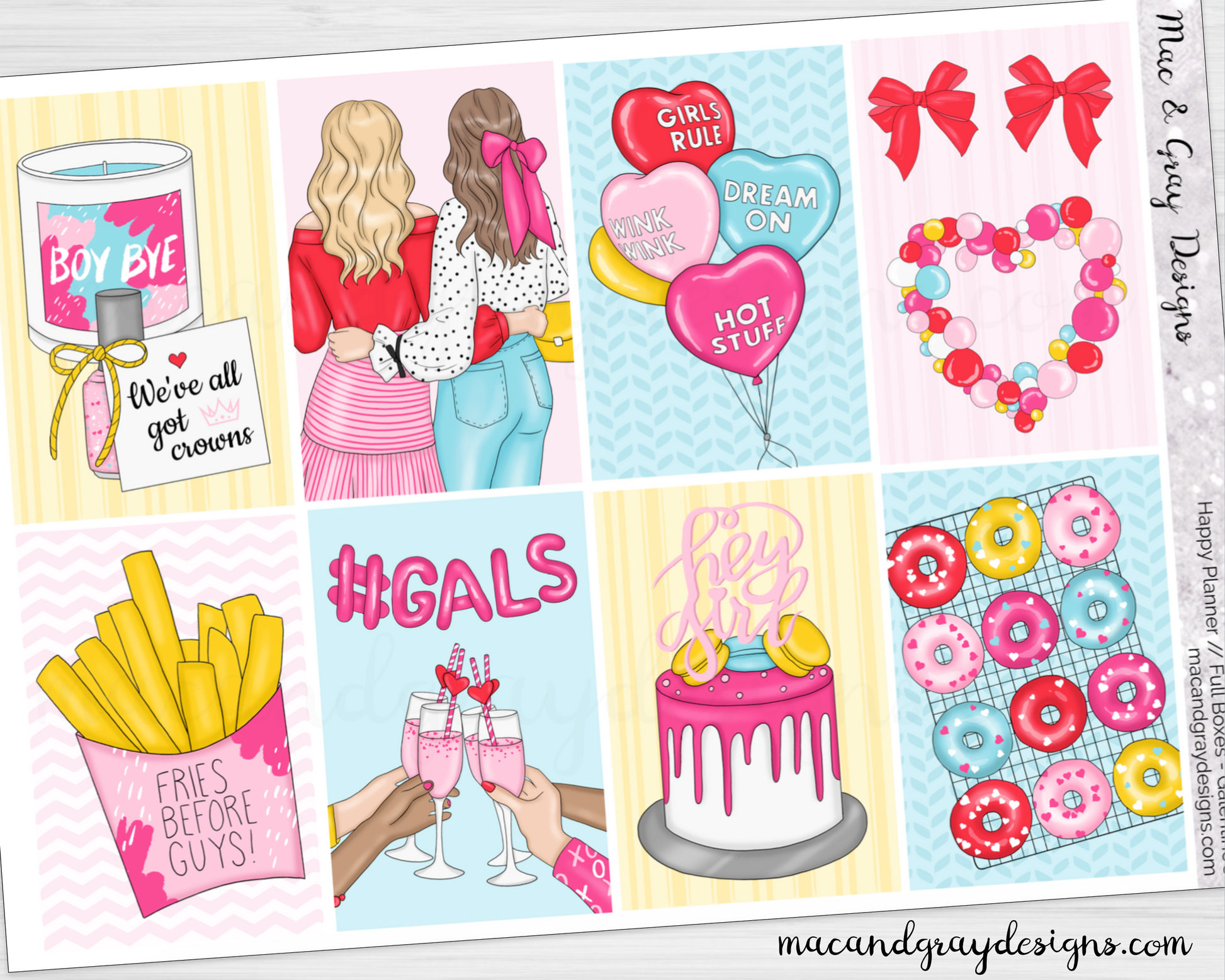 Printable Hot Pink Heart Stickers for Happy Planner Functional Printable  Sticker Classic Vertical 