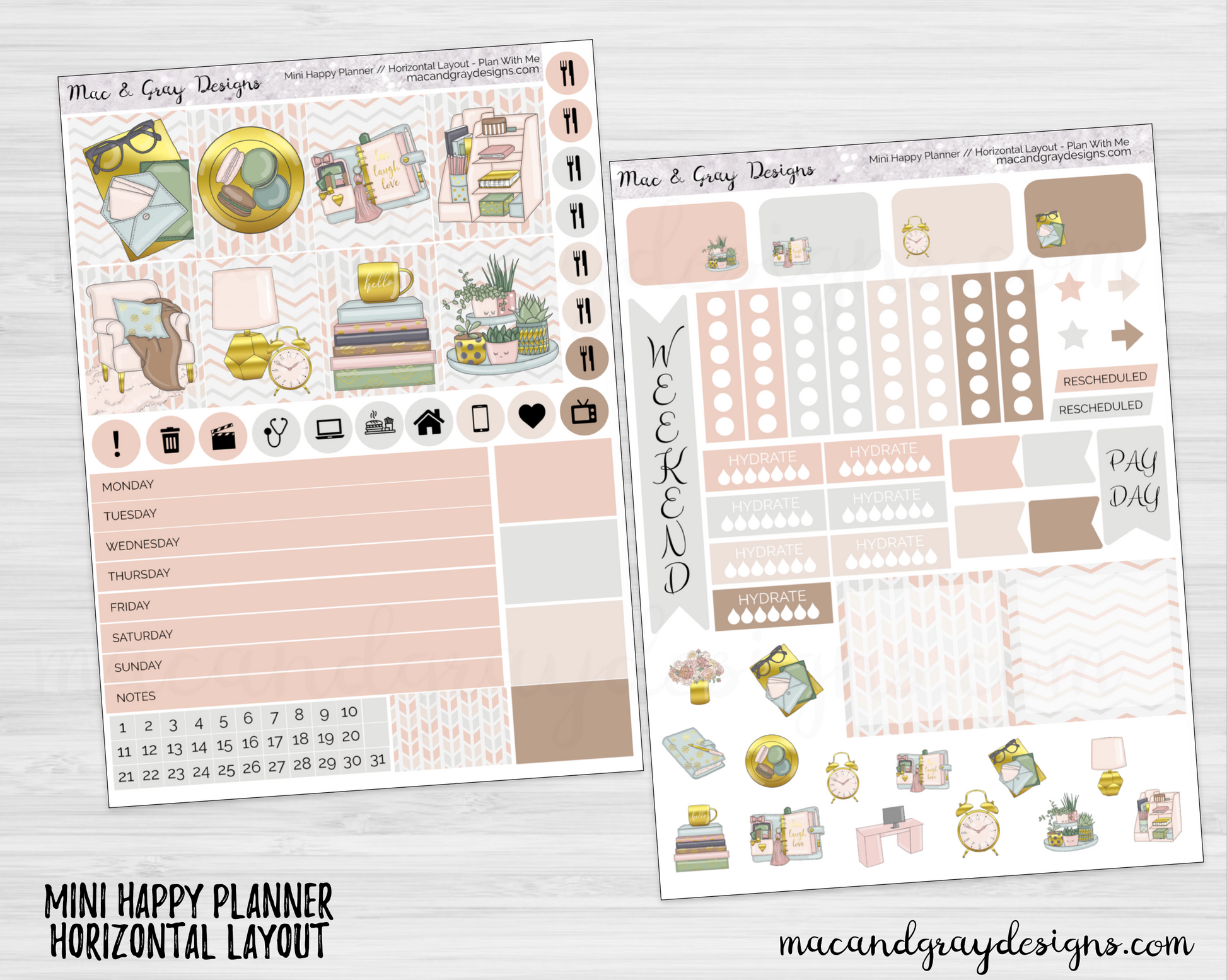 Monthly Planner Kit, Happy Planner Monthly Stickers, Editable