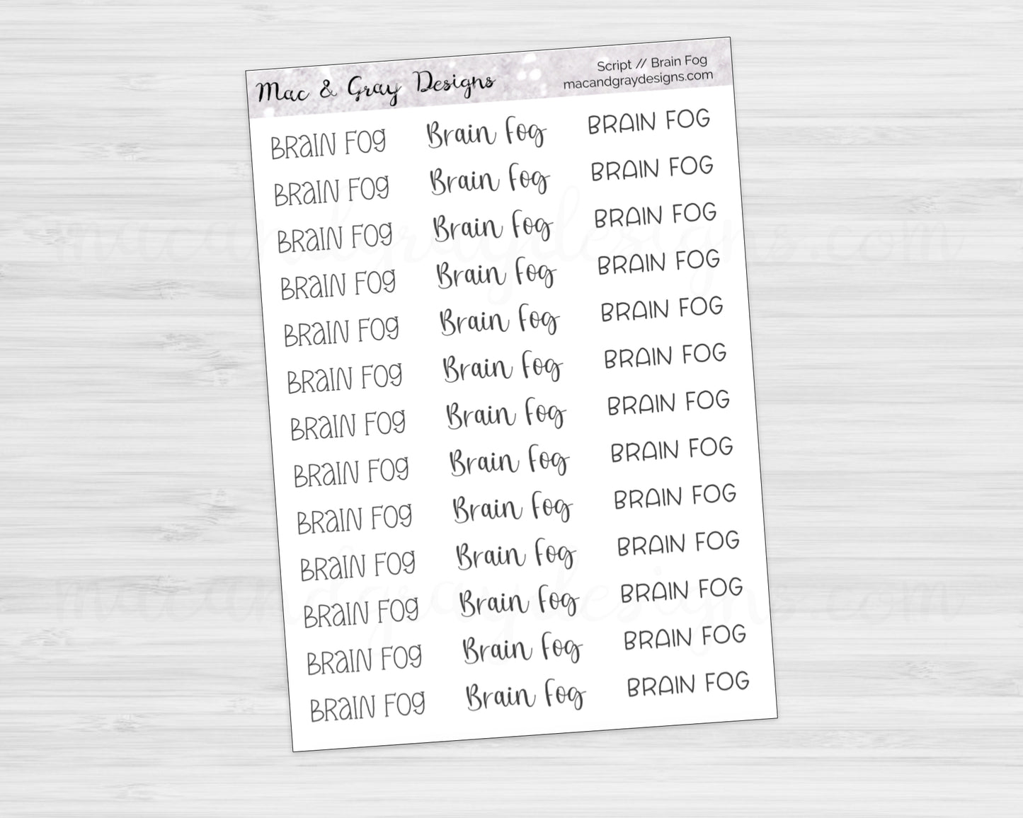 Brain Fog // Spoonie Script Stickers