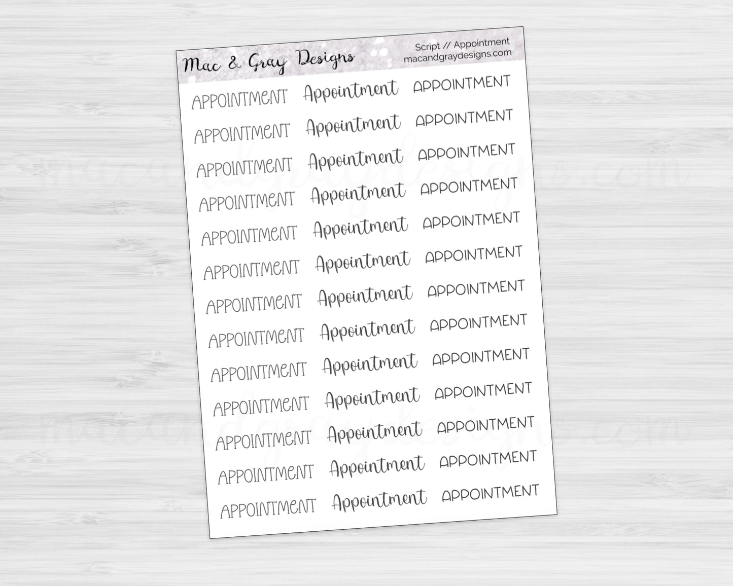 Appointment // Spoonie Script Stickers