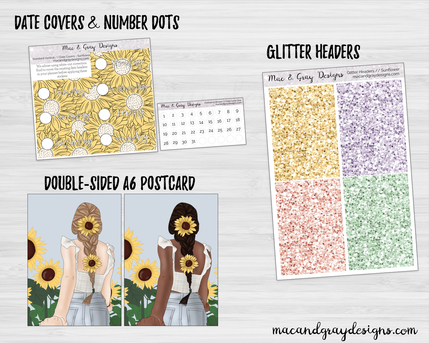 Day of the Week Header Planner Stickers, F5