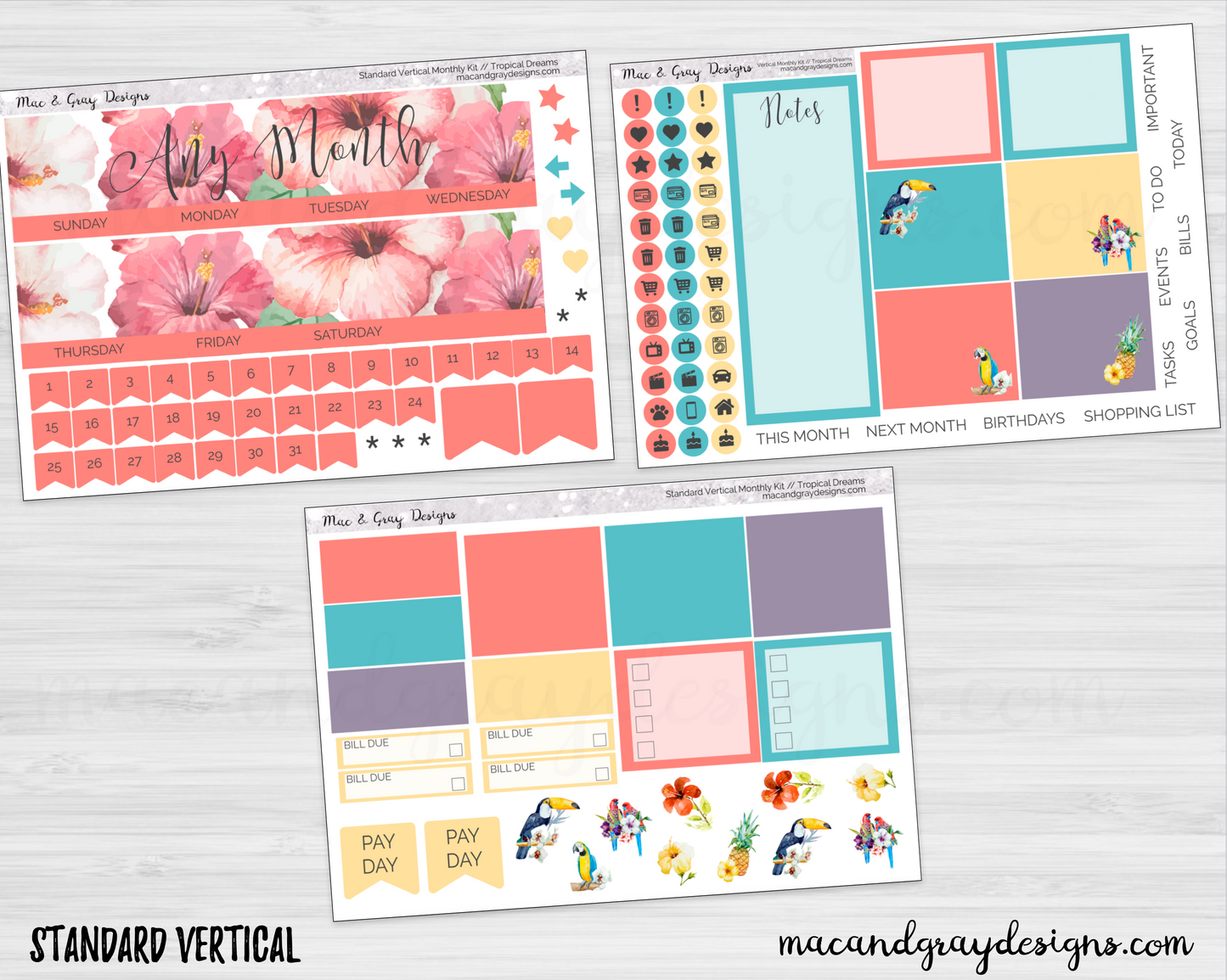 Tropical Dreams // Any Month Monthly Planner Stickers