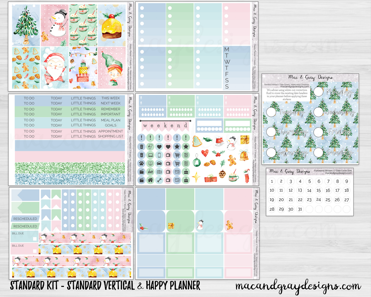 Watercolor Kit, Deluxe Kit (Glossy Planner Stickers)